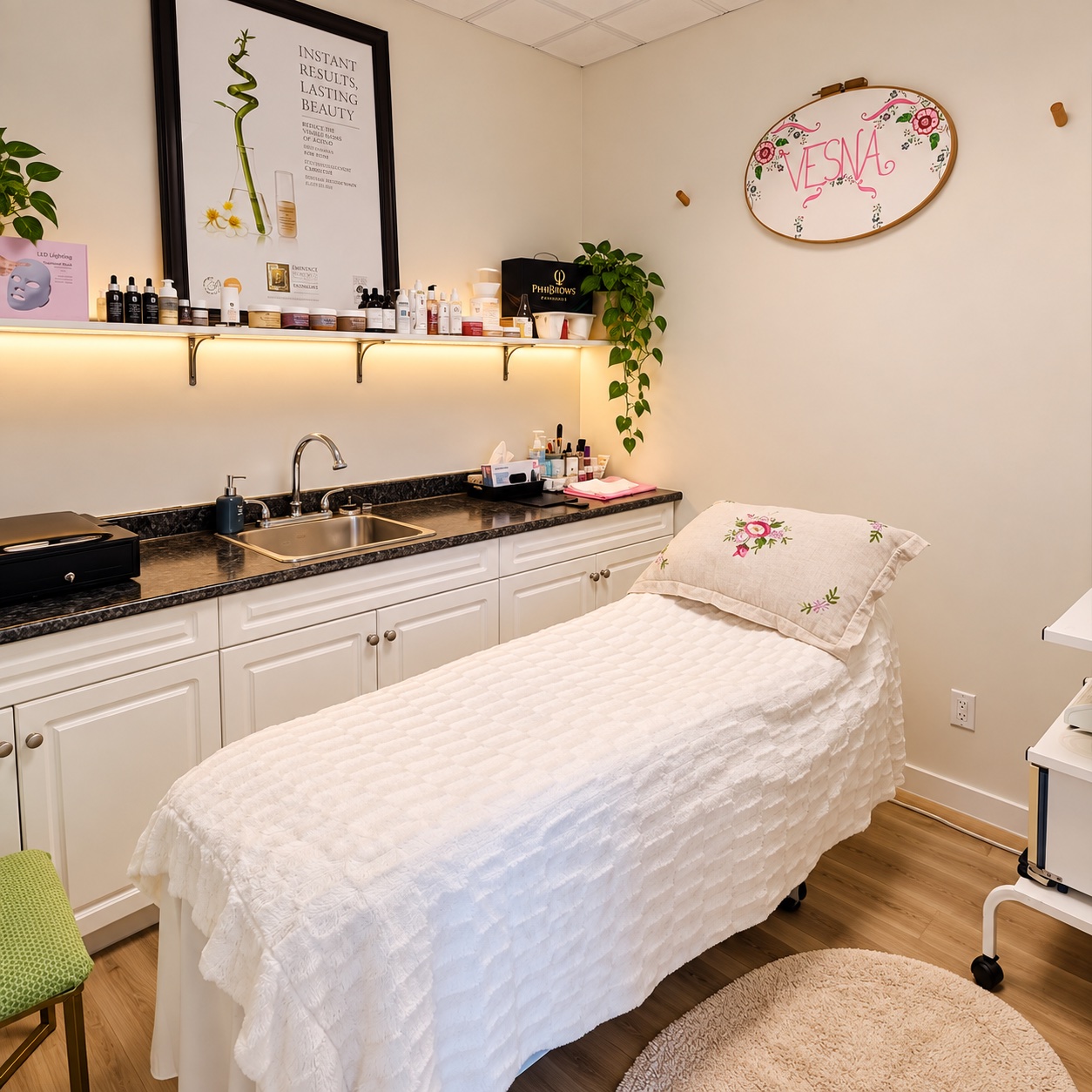 Facial treatment room at Vesna Beauty Spa